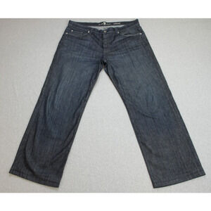 7 For All Mankind Jeans Mens 36 Blue Cotton Stretch Button Fly Relaxed Straight